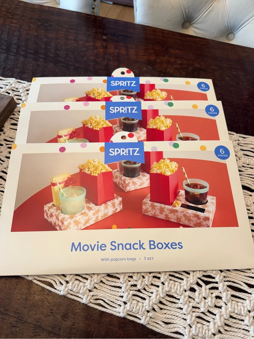 Spritz Movie Snack Boxes with Popcorn Bags - 3 pack x 3 sets - New